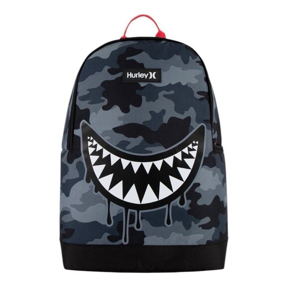 Hurley Graphic Shark Dark Grey Camo Backpack - Picture 1 of 4